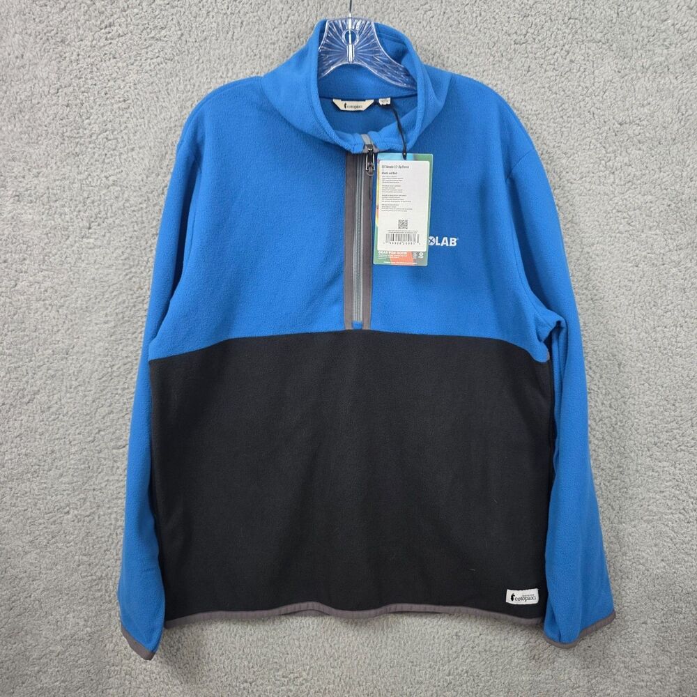 NWT Cotopaxi Amado 1/2 Zip Fleece Blue Black Men's Large EcoLab Logo